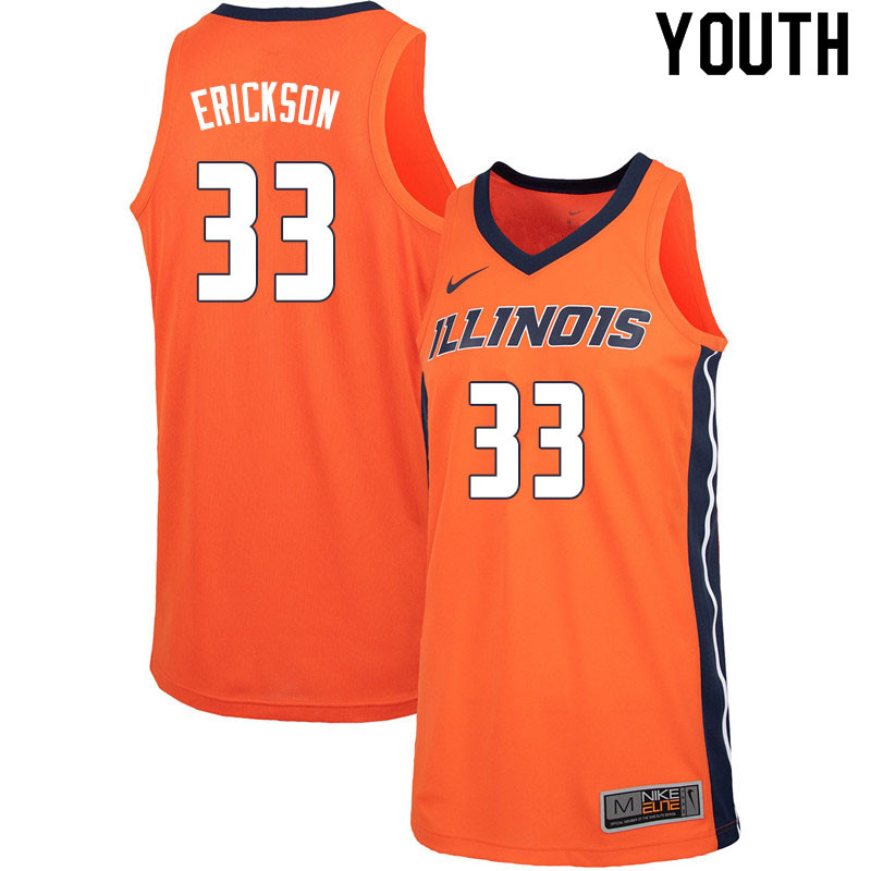 Youth #33 Bill Erickson Illinois Fighting Illini College Basketball Jerseys Sale-Orange